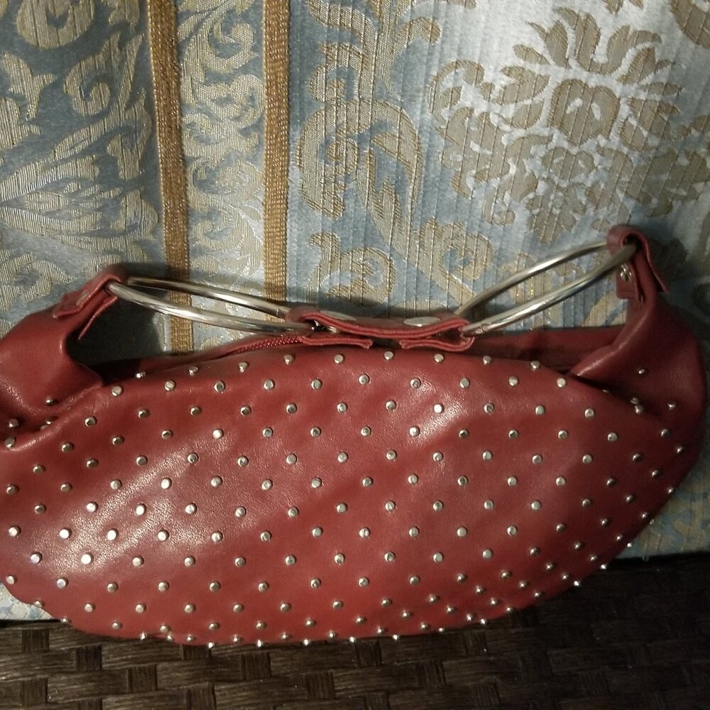 Red Studded Handbag - Picture 3 of 4